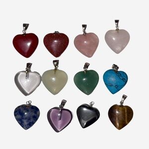 Heart-Shaped Gemstone Pendant Set